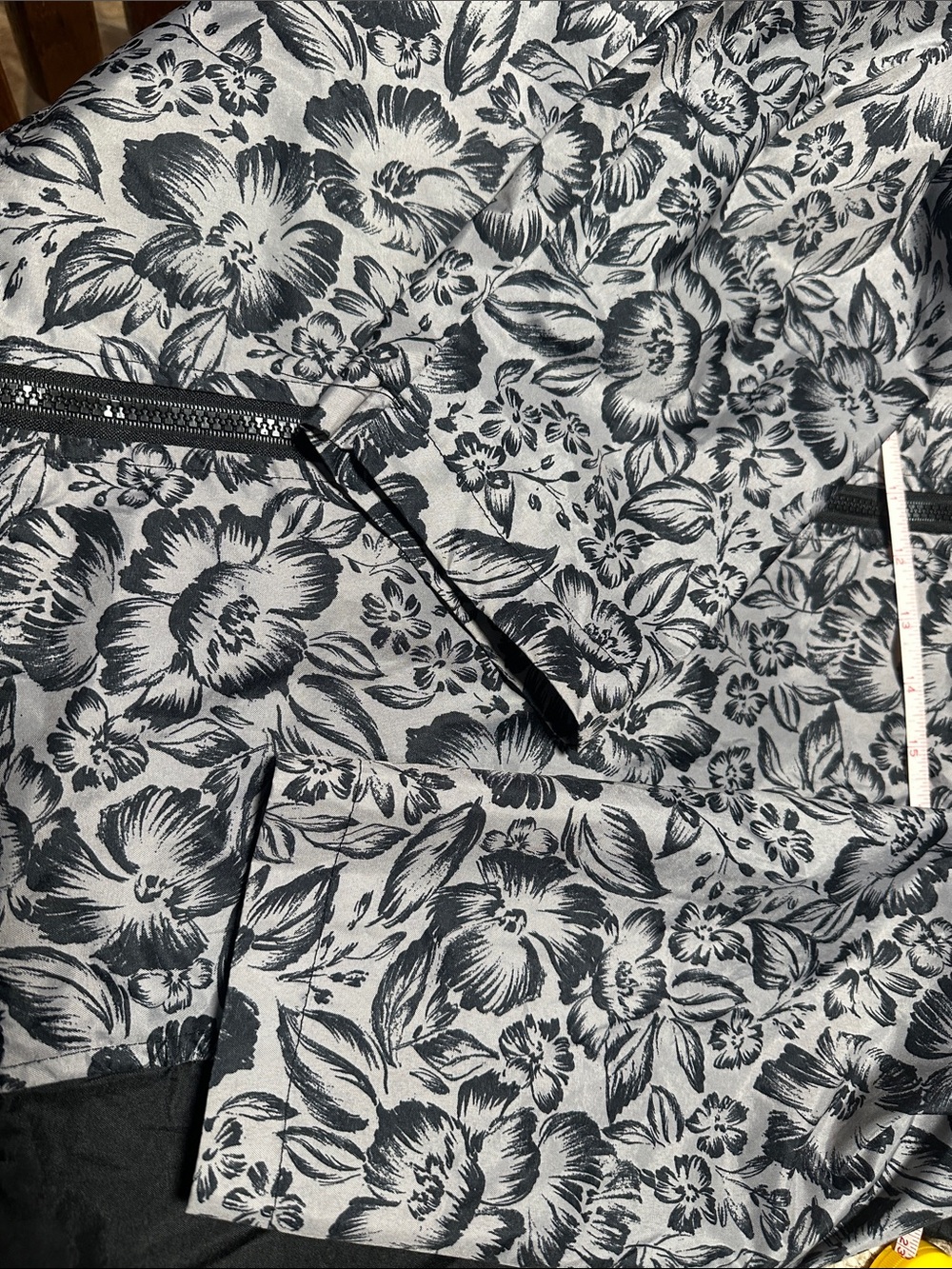 Floral Black and White Women's Rain Jacket - Picture 7 of 7